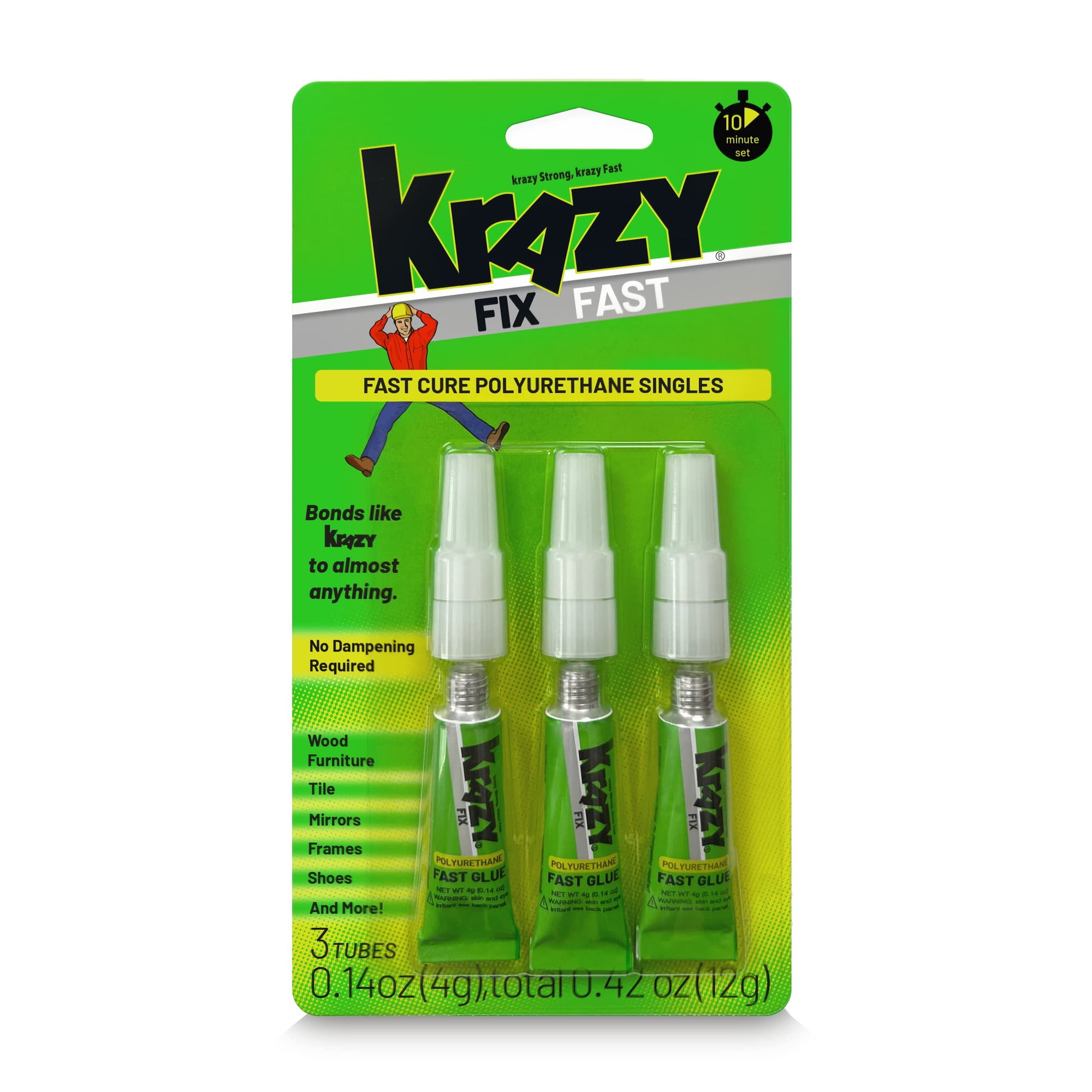 Glue Krazy Fix, Poliuretano De Alta Resistencia Al Agua, 12 G (paquete De 3)