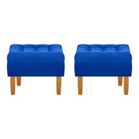 Bodevir - Set Pouf Wood 1C Felpa 04 Azul Rey