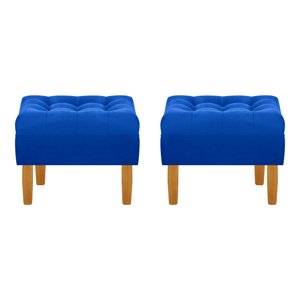 Bodevir - Set Pouf Wood 1C Felpa 04 Azul Rey
