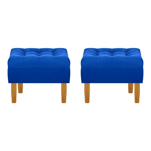 Bodevir - Set Pouf Wood 1C Felpa 04 Azul Rey