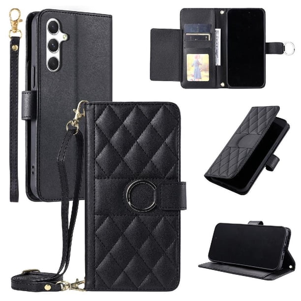 Funda tipo billetera FOXDOCK para Samsung Galaxy S24 Plus – Tapa abatible con correa para mujer