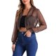 thumbnail image 4 of INSPIRE CHIC Chaqueta Bomber Crop para Mujer de Malla Transparente Ligera con Mangas Largas L Marrón, 4 of 6