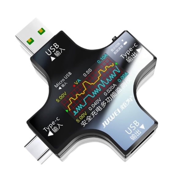 Tipo C USB Tester Pantalla A Color Multi Funcional 5A Amp Voltaje Amperímetro Detector Estilo A