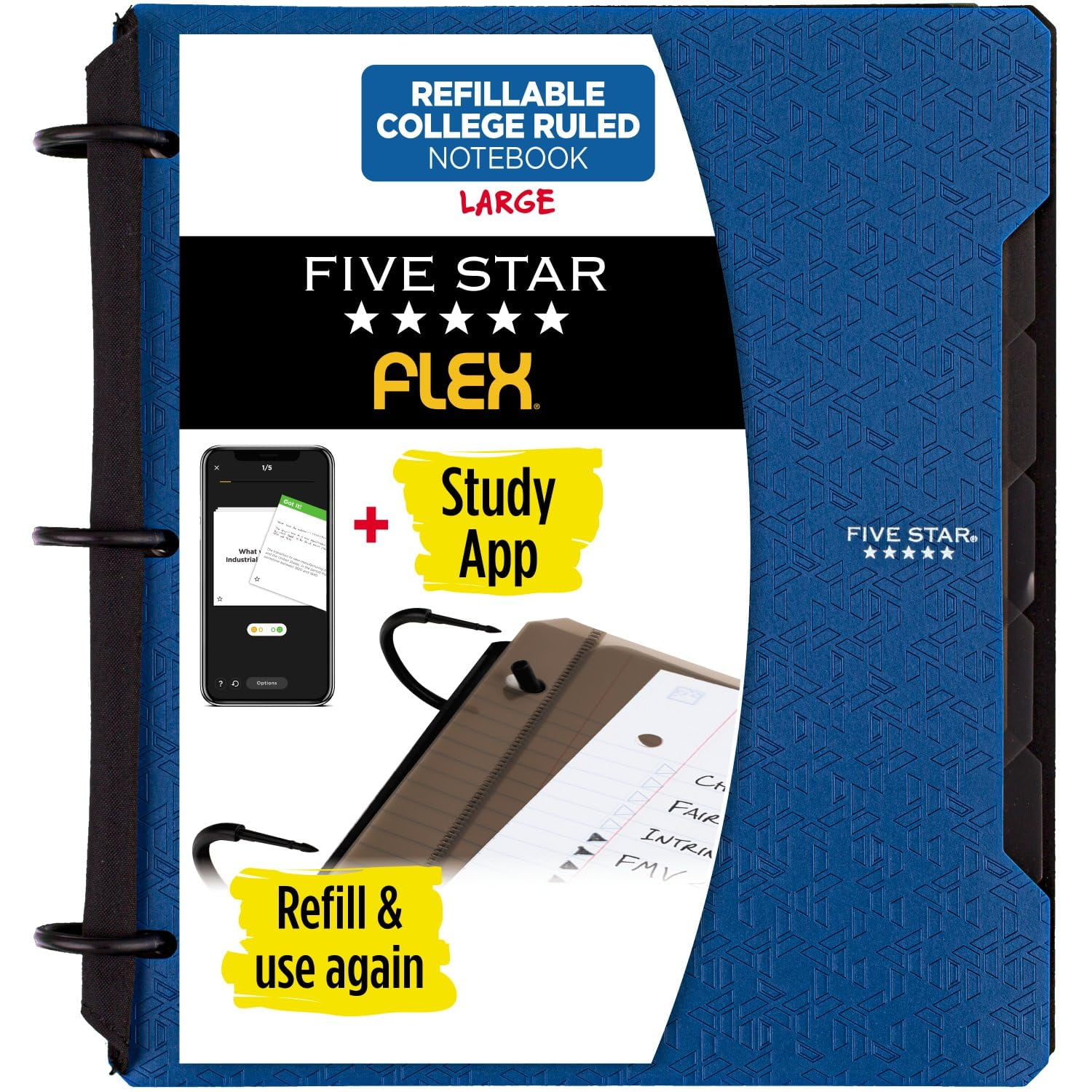 Cuaderno Five Star Flex, Recargable, Con Rayas Universitarias, 200 Hojas