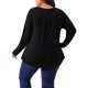thumbnail image 3 of Agnes Orinda Tops de Mujer Tallas Grandes Mujeres Manga Larga Cuello Entallado Camiseta Plisada Frontal Blusas 3X Negro, 3 of 6