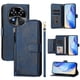thumbnail image 1 of Funda tipo cartera para Oukitel C37 con bolsillo con cremallera, tarjetero, soporte, correa para la muñeca y tapa de cuero azul, 1 of 5