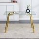 thumbnail image 2 of Modern minimalist style rectangular glass dining table with tempered glass tabletop and golden metal legs, suitable for kitchen, dining room, and living room, 51 " * 31.5 " * 29.5 " 1123, 2 of 3