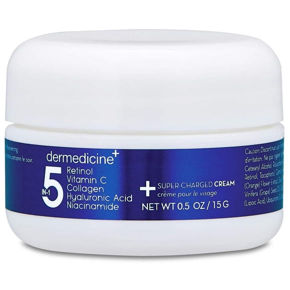 Crema facial Dermedicine 5 en 1 con retinol, vitamina C y colágeno, 15 ml