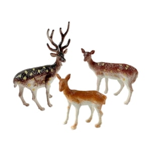 Magideal - Juego De 3 Pequeñas Figuras De Reno Navideño, Estatuas De Ciervo, Adornos Para Tartas, Esculturas De Animales Para Repisa, Estantería Navideña Y Vacac