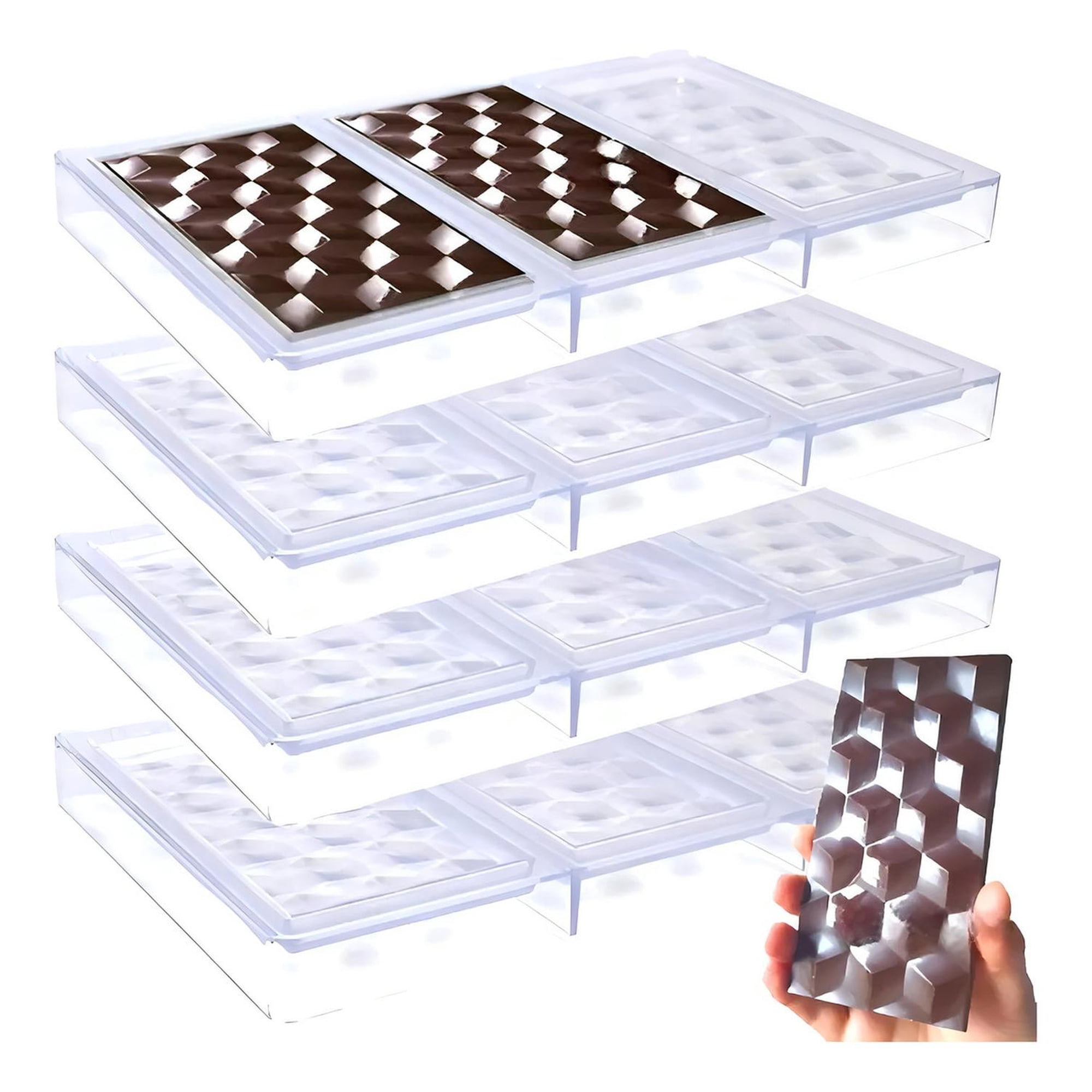 Pasteleriuscl - 4x Molde De Chocolate Molde Policarbonato Barra Diamante 3d Moldes De Chocolate Policarbonato Insumo