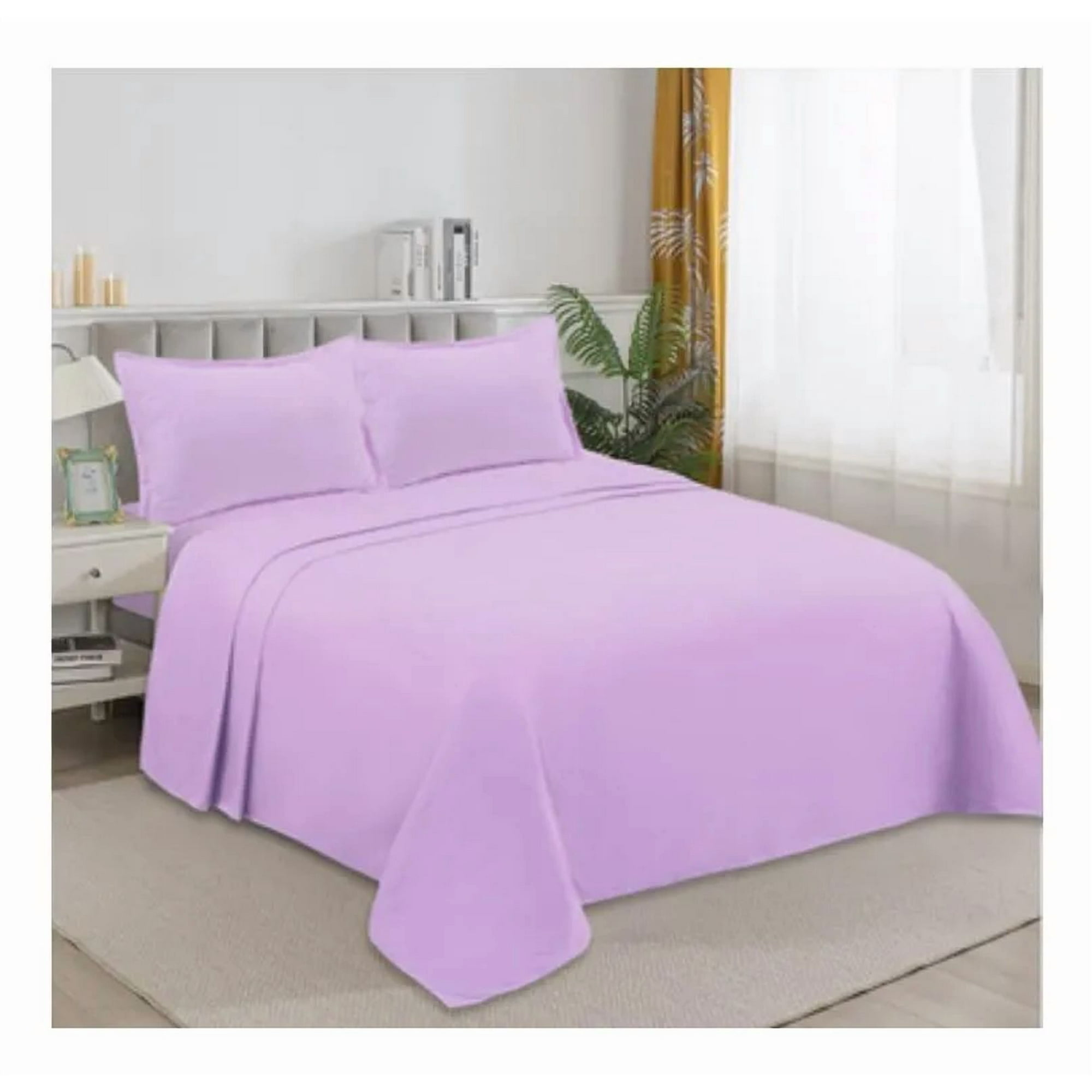Casadeliacl - Juego De Sábanas Tfi Para Colchón 2 Plazas 235 Cm Lila Claro Lisos