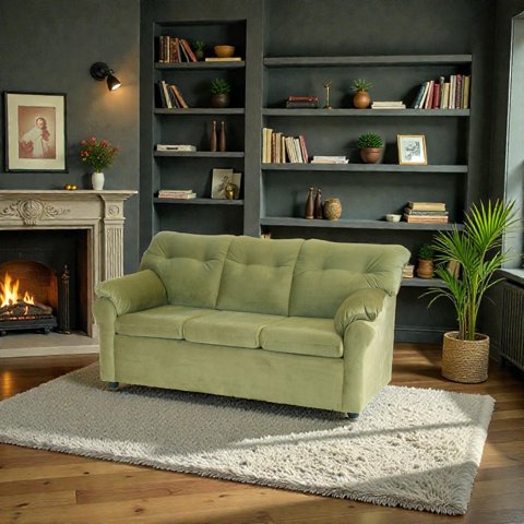 Muebles Altiro - Sofá Mateo 3 Cuerpos - Tela Felpa Verde Musgo