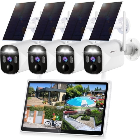 Sistema De Cámara De Seguridad Solar Kittyhok Con Monitor De 10 Pulgadas