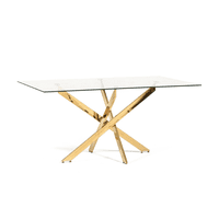 Habita2 Chile - Mesa De Vidrio Dubai 120Cm Rectangular 6 Puestos - Dorada