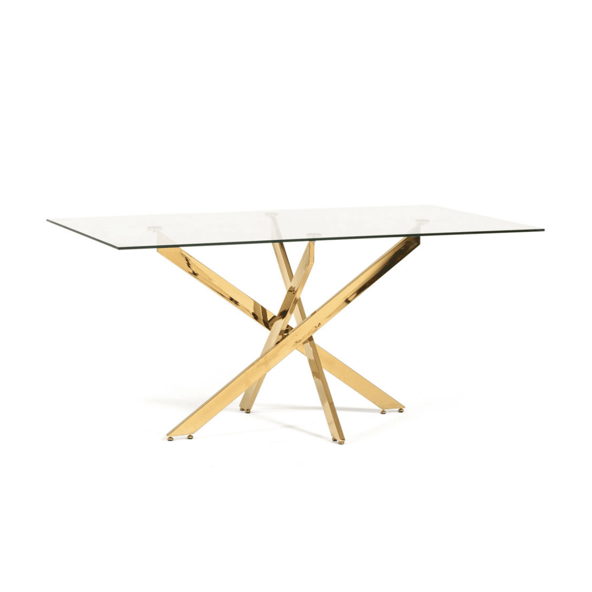 Habita2 Chile - Mesa De Vidrio Dubai 120cm Rectangular 6 Puestos - Dorada