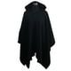thumbnail image 2 of Poncho Tweed Capucha 100% Lana - Largo - Negro, 2 of 4