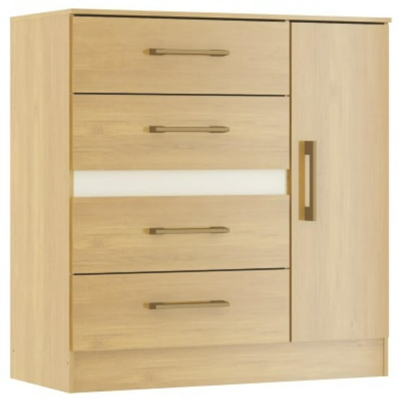 Cómoda 4 Cajones 1 Puerta Roble 41Ro