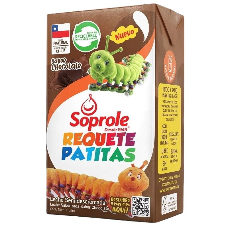 Leche Semidescremada Chocolate Requetepatitas 1 L Soprole