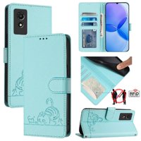 Funda Tipo Cartera Foxdock Para Tcl 501 Con Soporte, Ranuras, Rfid, Diseño De Gato