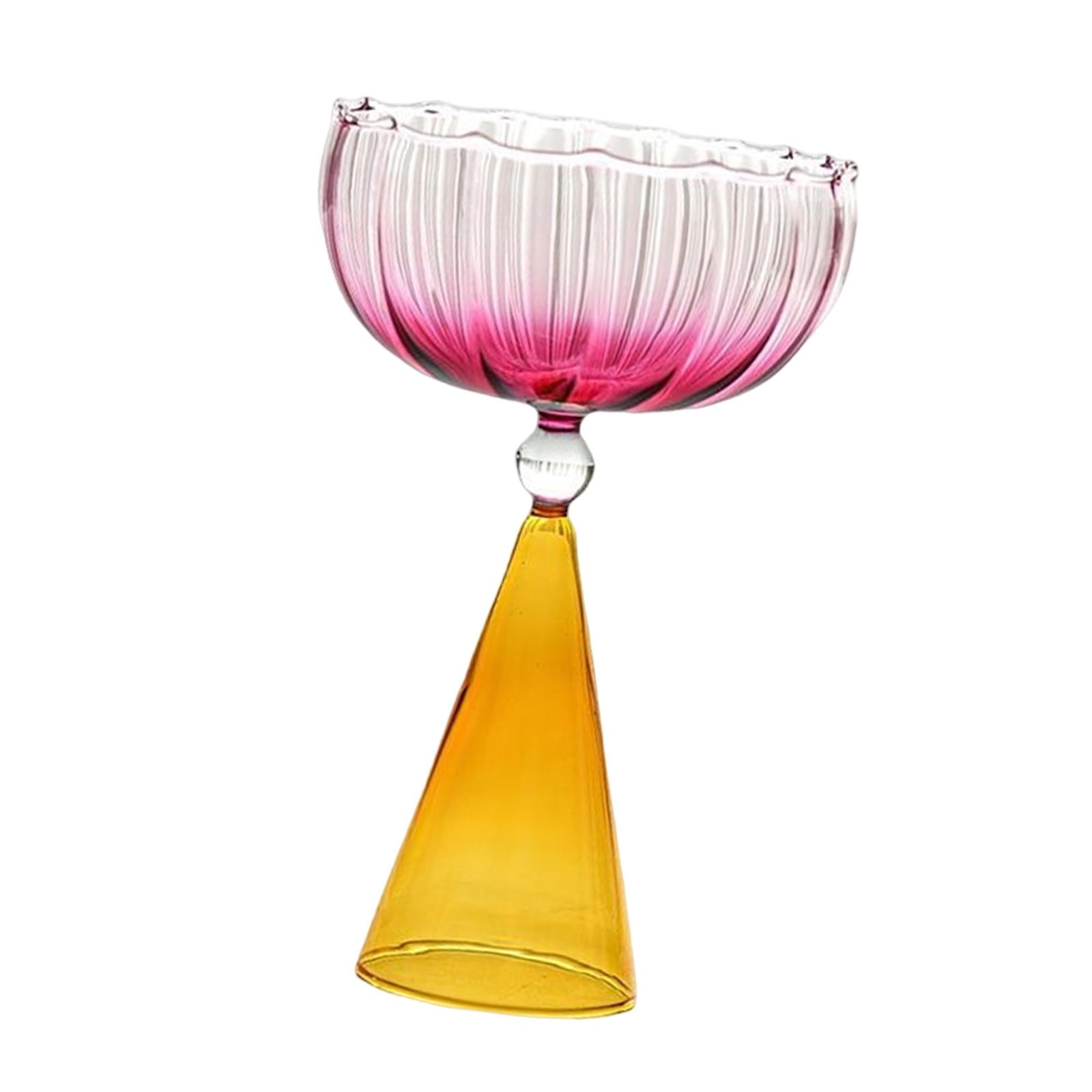 Magideal - Cuenco De Postre Romántico Con Patas, Vasos Coloridos Para Beber, Copas De Cristal De Yogur Para Festival, Té , Bebida, Cóctel, Café Naranja