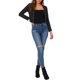 thumbnail image 2 of Chaqueta Recortada de Mezclilla INSPIRE CHIC para Mujer con Frente Abierto Sin Cuello Casual Bolero Shrug XL Negro, 2 of 6