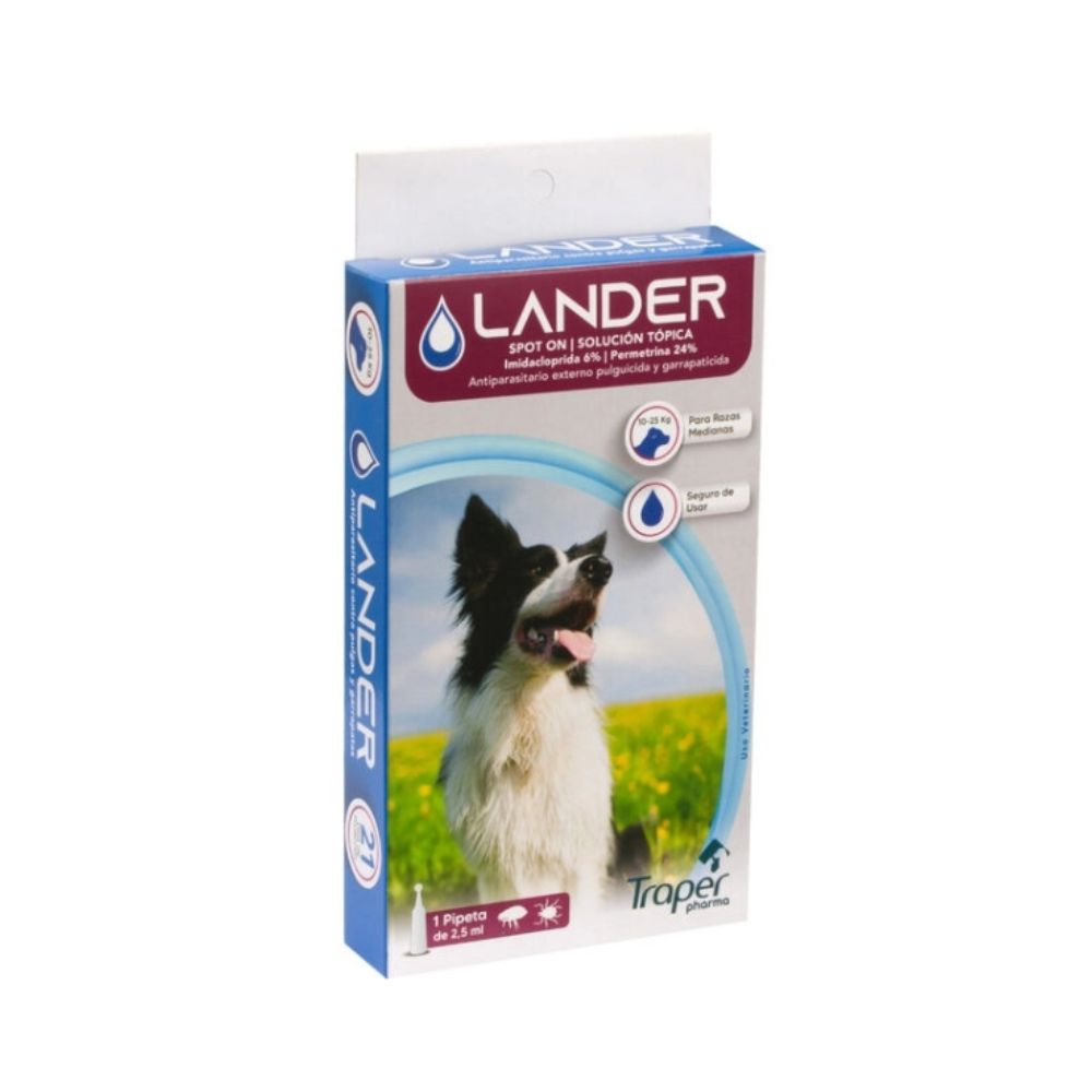 Antiparasitario Externo Pipeta Lander Para Perros 10-25Kgs (2.5Ml) - Traper