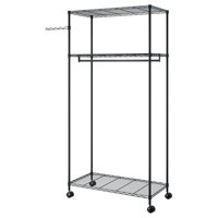 Topmarket - Organizador Negro Para Vestuario De 3 Pisos + Barra Colgadora