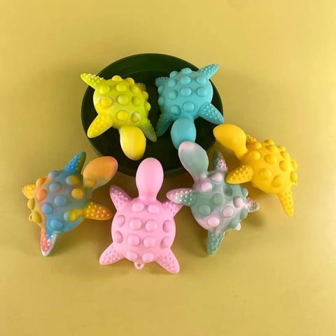 Genrico - Set 2 Mordedor Forma Tortuga Antiestres Silicona Bebe Lau