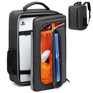 Genérico - Mochila De Viaje Para Ps5, Bolsa De Transporte Protectora Para Portátil De 17,3'', Mandos, Discos De Juego Y Más Accesorios De Juego, Funda De Transporte Para Ps5 Con Múltiples Bolsillos-Negro