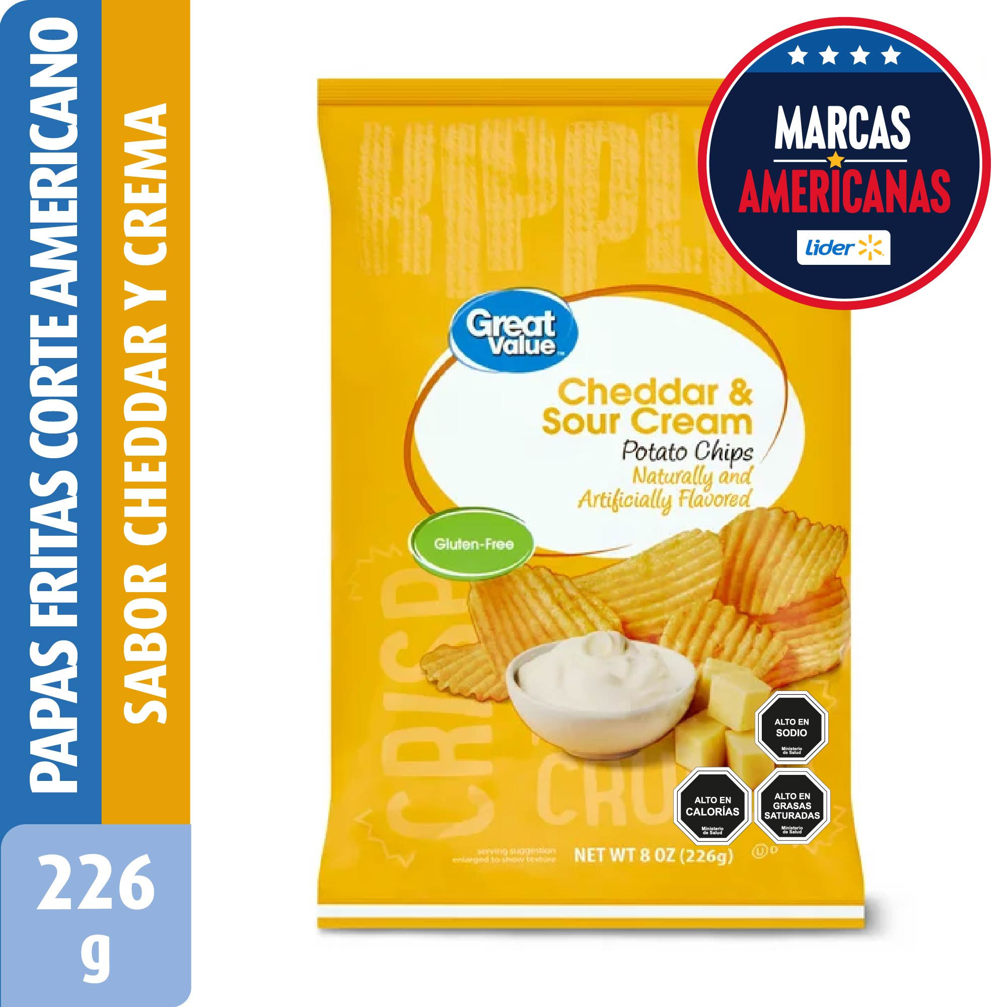 Papas Fritas Corte Americano Cheddar Y Crema 226 g Great Value