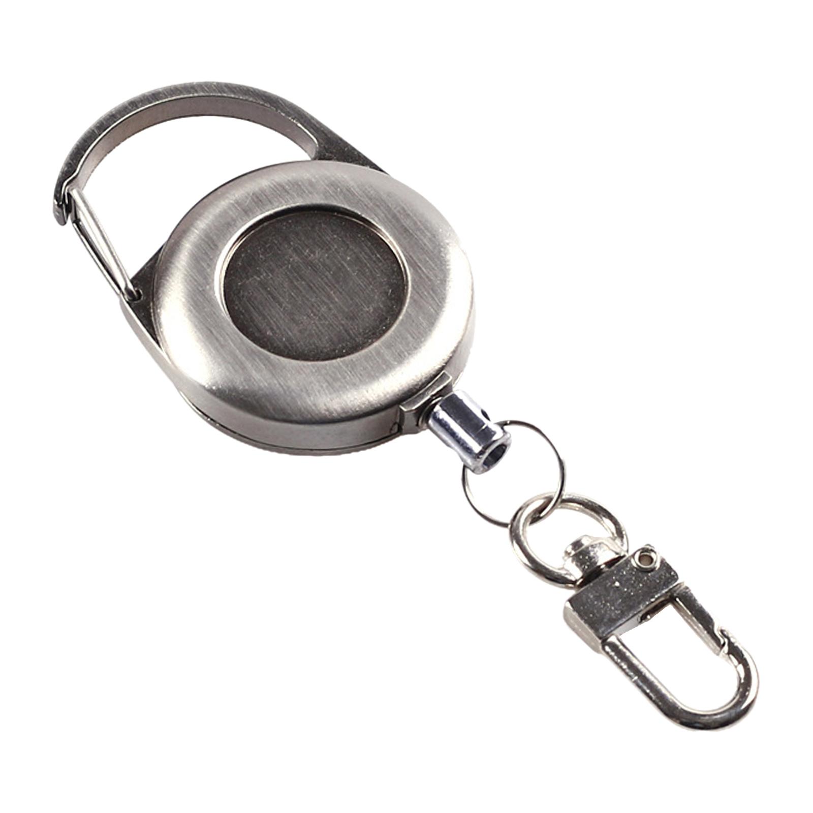 Magideal - Llavero Retráctil Clip De Carrete De Llavero Mosquetón De Aleación De Zinc Soporte De Llavero Multifuncional Duradero Cuerda Telescópica Para Escalada Gris Argenta