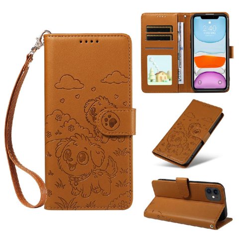 Funda Billetera Foxdock Compatible Con Iphone 11 , Diseño Perrito Tierno, Ranuras Para Tarjetas Y Soporte Plegable