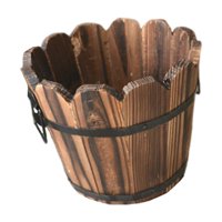 Ioensy - Maceta De Barril De Madera Rústica, Soporte Para Flores, Ideal Para La Entrada, Plantas Y Decoración Del Hogar.