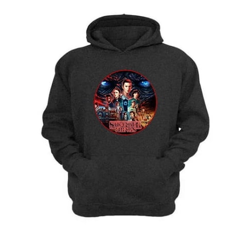 Genérico - Polerón Canguro Stranger Things Gris Oscuro Talla L Unisex