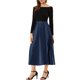 thumbnail image 2 of Falda de fiesta plisada midi con cintura elástica metálica para mujer NOMADIC NOOK XS Azul oscuro, 2 of 7