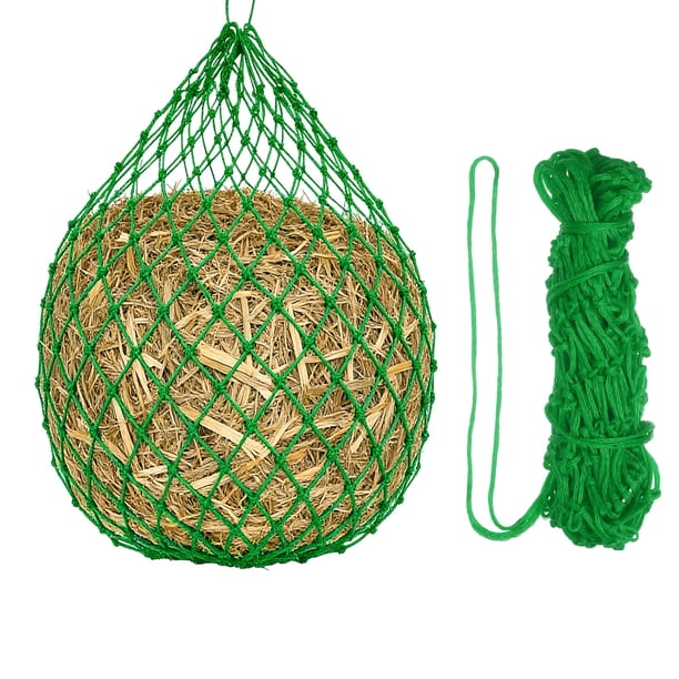 Uxcell Red de Heno de Alimentación Lenta, 40" de Longitud, Agujeros de 2" de Carga Fuerte, Bolsa de Alimentación Lenta de Nylon, (Verde, 1 Pza), Destinada para Caballos / Cabras / Remolque / Establo
