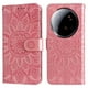 thumbnail image 1 of Funda tipo cartera FOXDOCK para Xiaomi 15 Ultra , diseño girasol en relieve, cuero PU, cierre magnético, soporte y tarjetero, 1 of 5