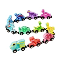 Magideal - Juego De Trenes De Madera, Vehículos, Juguetes De Aprendizaje Para Niños De 1 A 3 Años, Dinosaurio