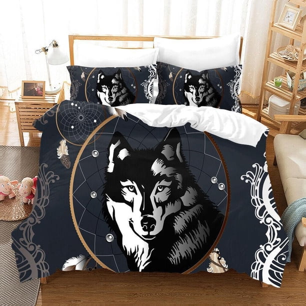 Wolf Dog Animal Print Quilt Duvet Cover Set Home Textiles Queen Super 3-Piece Bedding Set