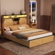 thumbnail image 2 of Farmhouse Full Size Bed Frame with Storage Headboard and Drawers,Charging Station & LED Lights,Natural, 2 of 3