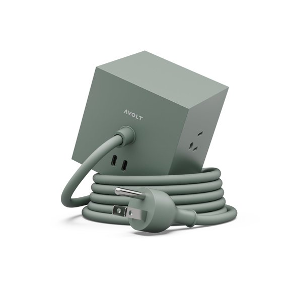 Regleta Avolt 1 Oak Green 1,8 m 3 tomacorrientes 2 USB‑C