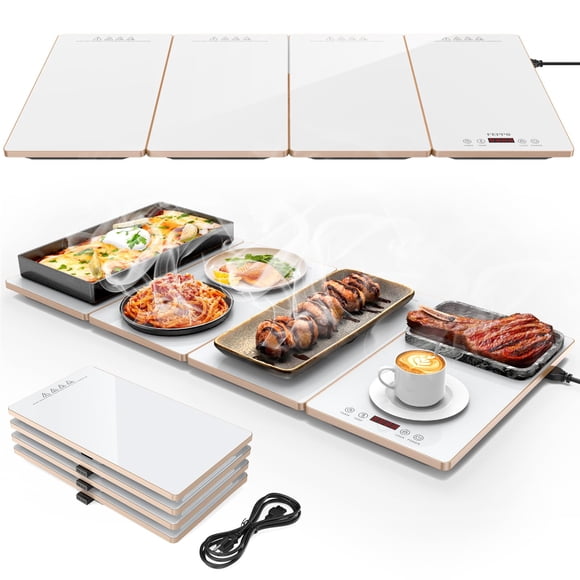 Bandeja térmica eléctrica 4 en 1 Food Warmer FEPPO, vidrio, 33 x 15 cm