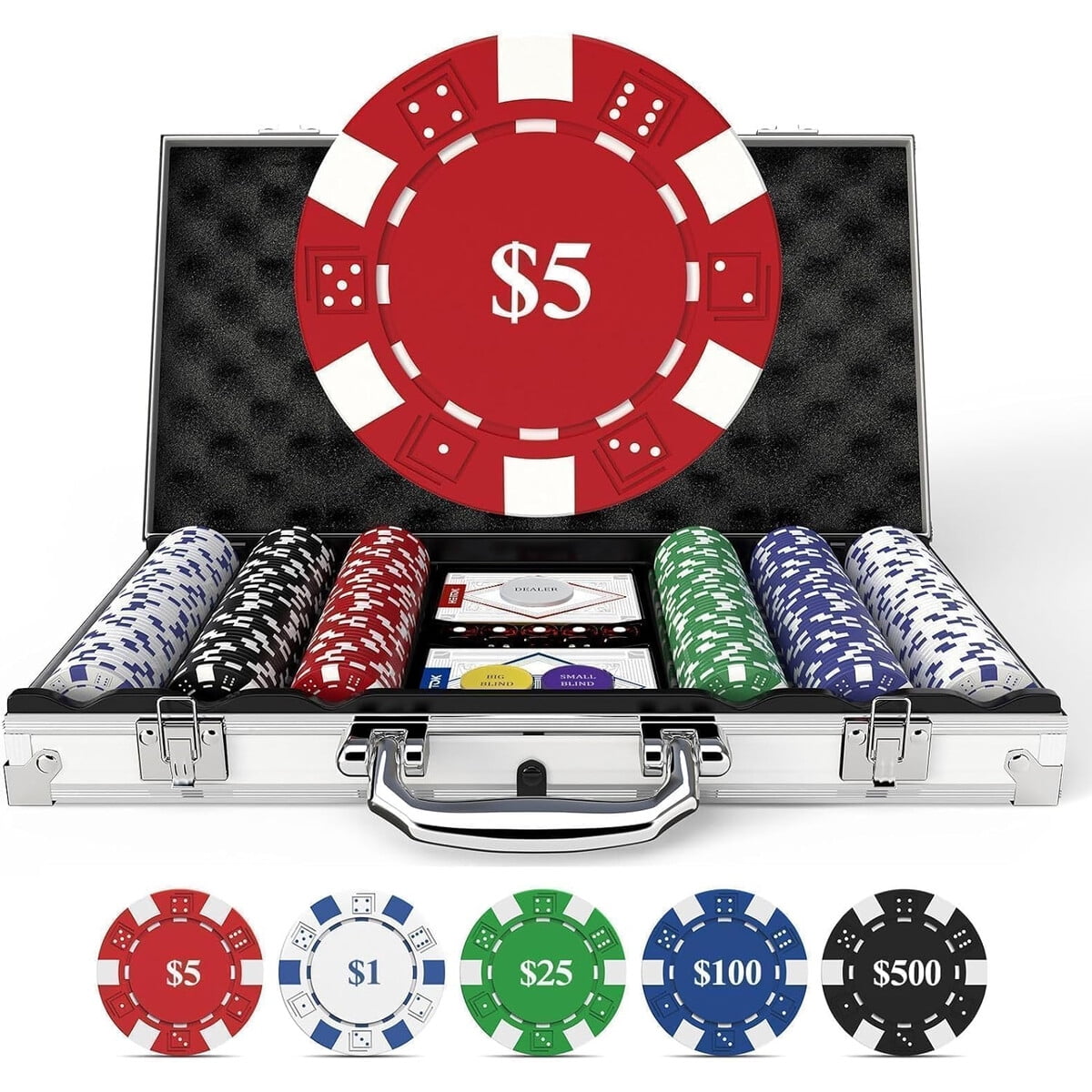 Heitok - Set Fichas Poker 300p 11 5g Numeradas Estuche Casino