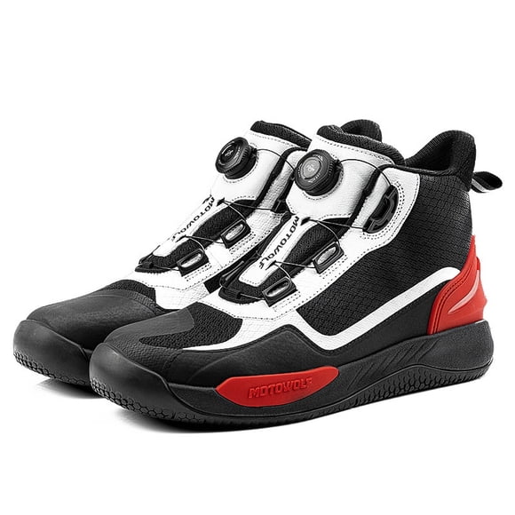 Zapatos Rojos Para Motociclismo Antideslizantes Motowolf MDL0203