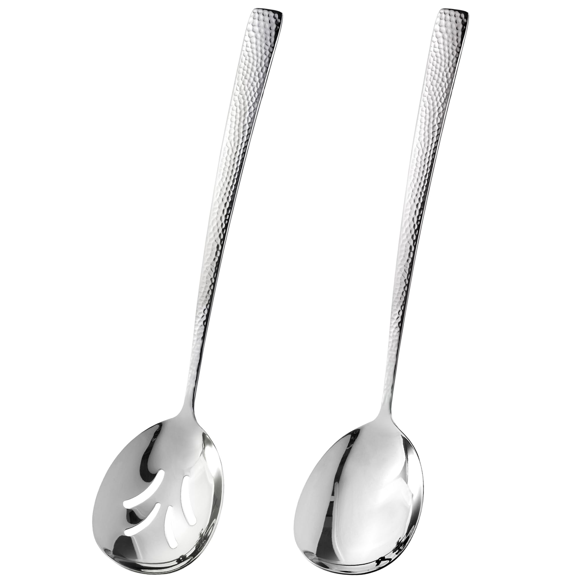 Xusx111 - 6 Piezas Martilladas 304 Plata De Acero Inoxidable Que Sirven Cucharas Y Tenedores - Platos Buffet Anfitriona