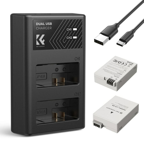 Kit Cargador Dual + 2 Baterías Lp-e8 Canon 1200mah