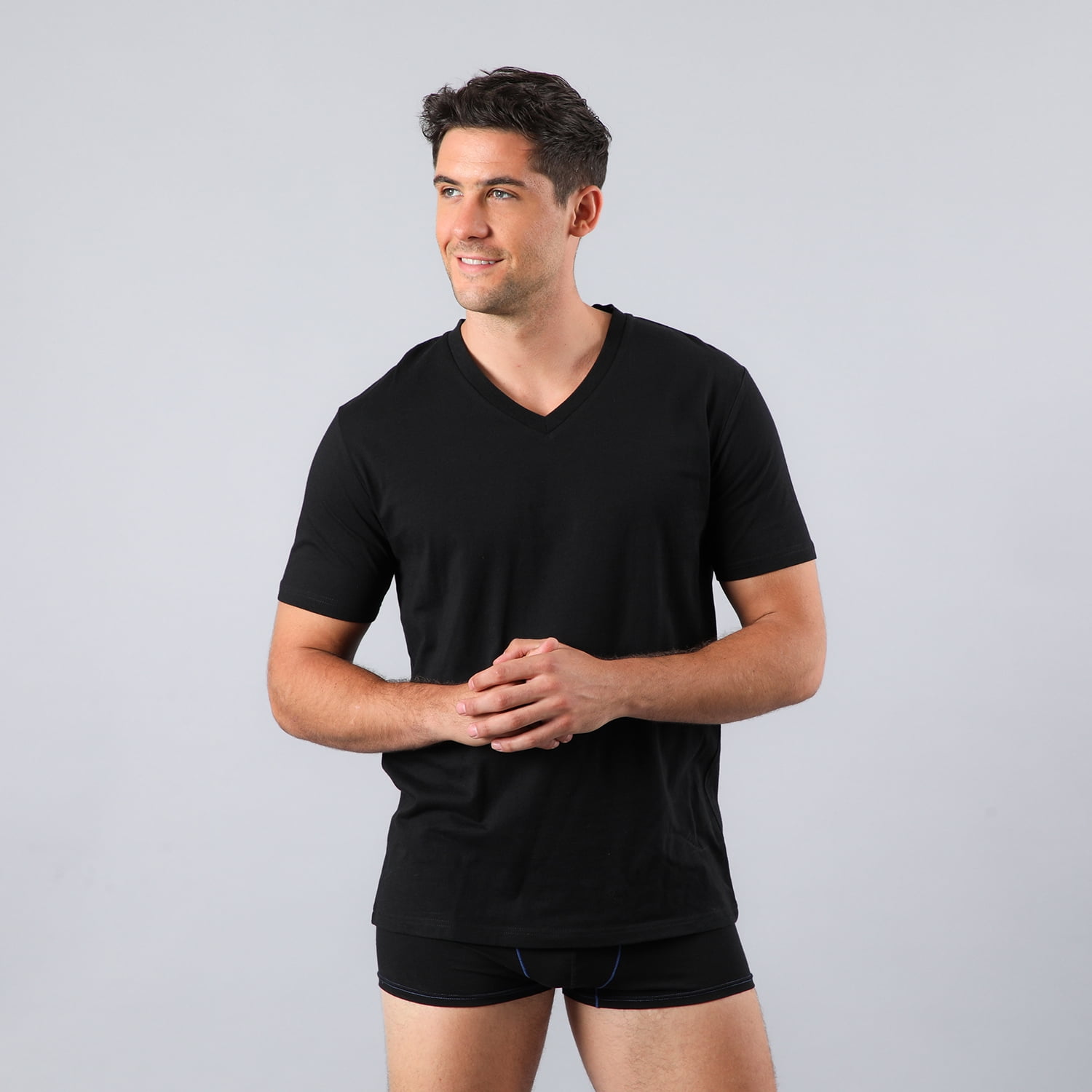 Camiseta Escote V Hombre Manga Corta Flores Hombre 50752-2