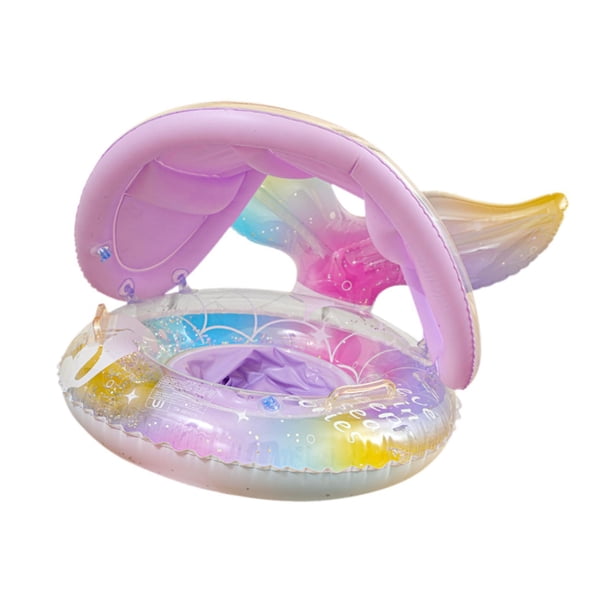 Flotador Inflable De Sirena Para Piscina, Ideal Para Vacaciones, Playa, Piscina Con Asiento Y Toldo. con asiento y capota