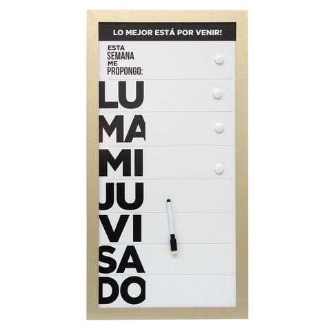 Vgo - Pizarra Plastica 30X60 Cm Work Dorado