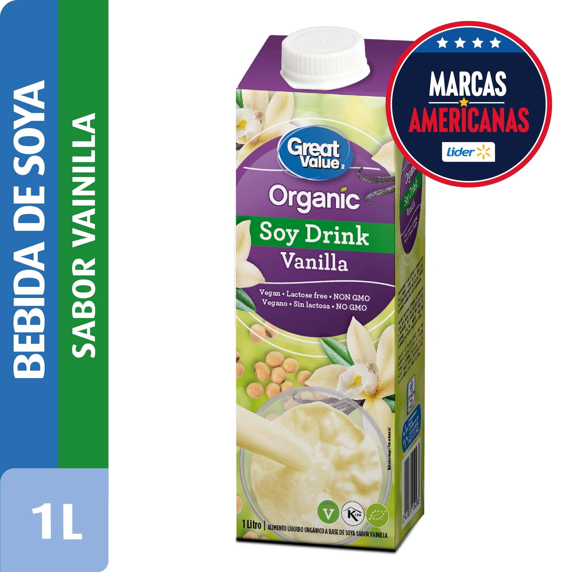 Bebida Vegetal De Soya Sabor Vainilla 1 L Great Value